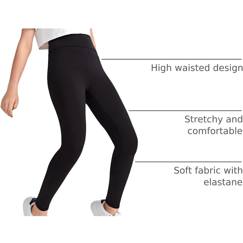 NWT Milumia Girls Black High Waisted Leggings Wide Waistband Stretch Size 12 - Picture 4 of 8